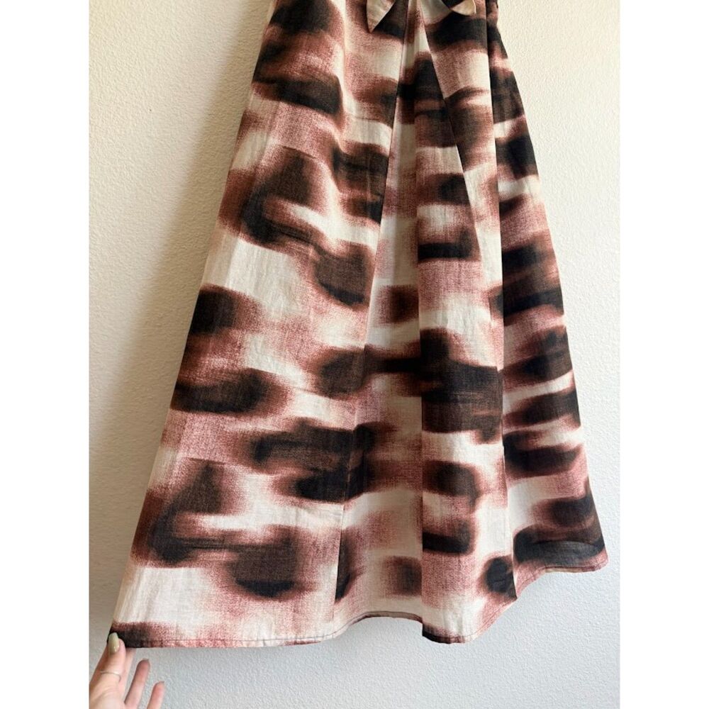 DKNY 100% Cotton Knotted Tie Front Maxi Sun Dress in Brown Ombre Stripe size M - Picture 9 of 16